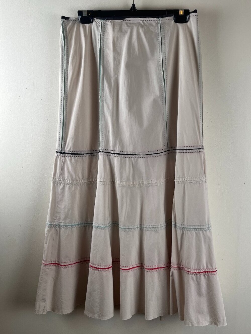 1990s Cream Two Star Dog Long Fare Maxi Skirt